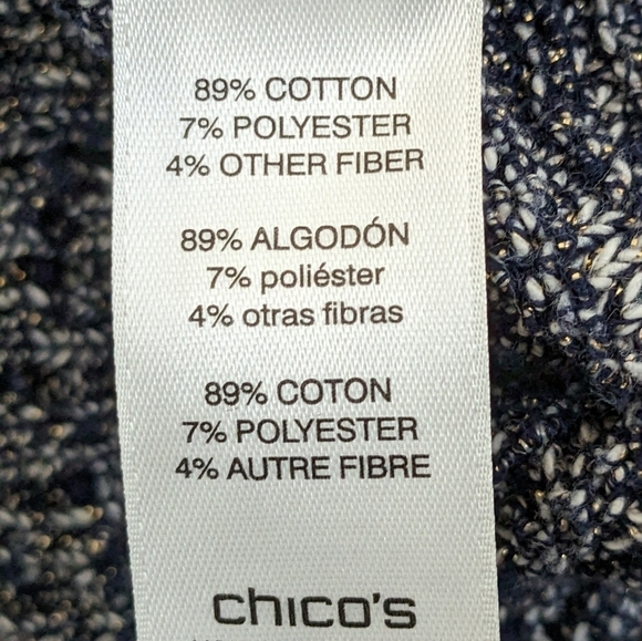 CHICOS Scoopneck Sweater Navy Gold White Chicos Size 1 (MEDIUM) - Picture 3 of 4